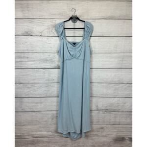 Torrid Plus Size Light Blue Chambray Ruched Front Cut Out Midi Dress Size 3X